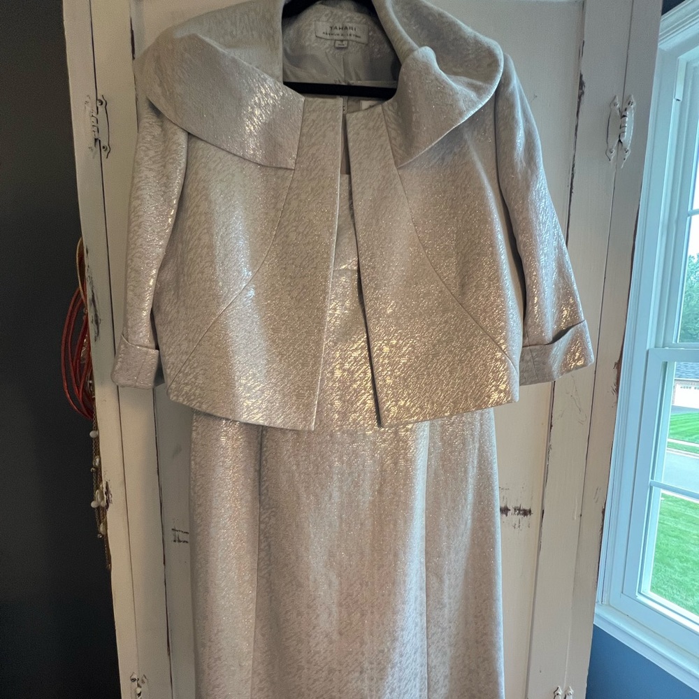 Metallic Tahari Sheath Dress and Jacket